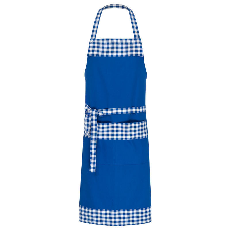 Bib apron, checked design, straight